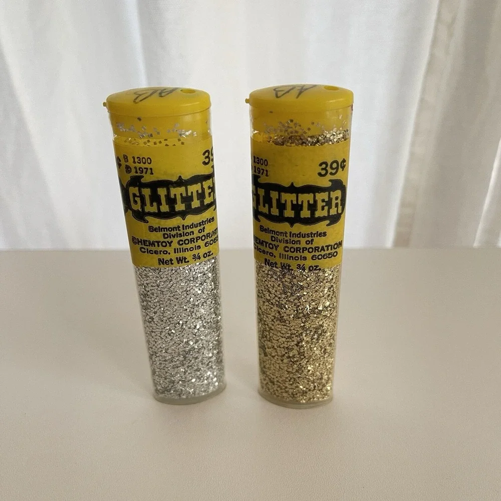 GLITTER‎ CRAFT Chemtoy VTG Aluminium SPARKLE Christmas Glitter silver Gold